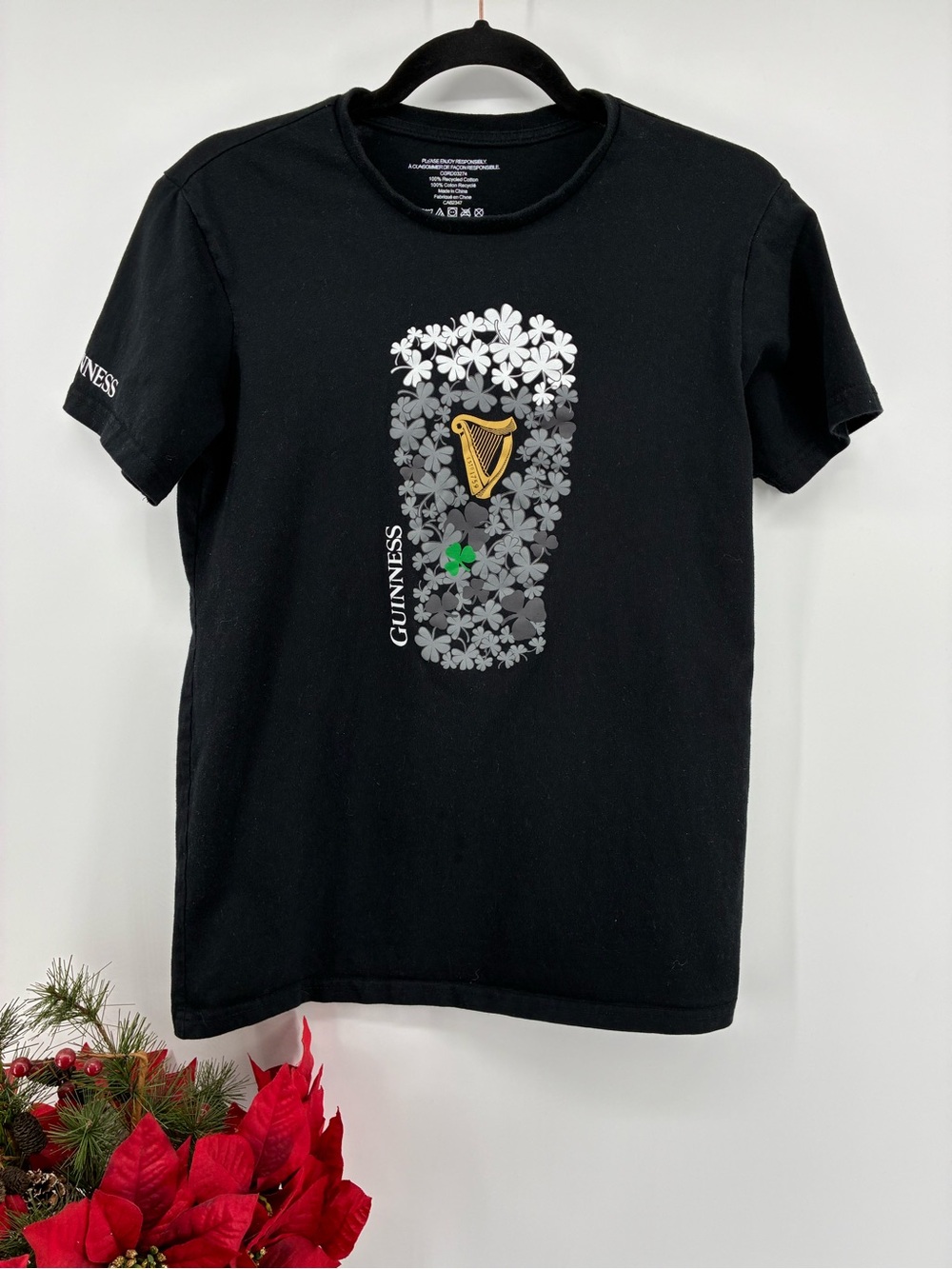 Guinness Black Shamrock & Harp Short Sleeve Tee